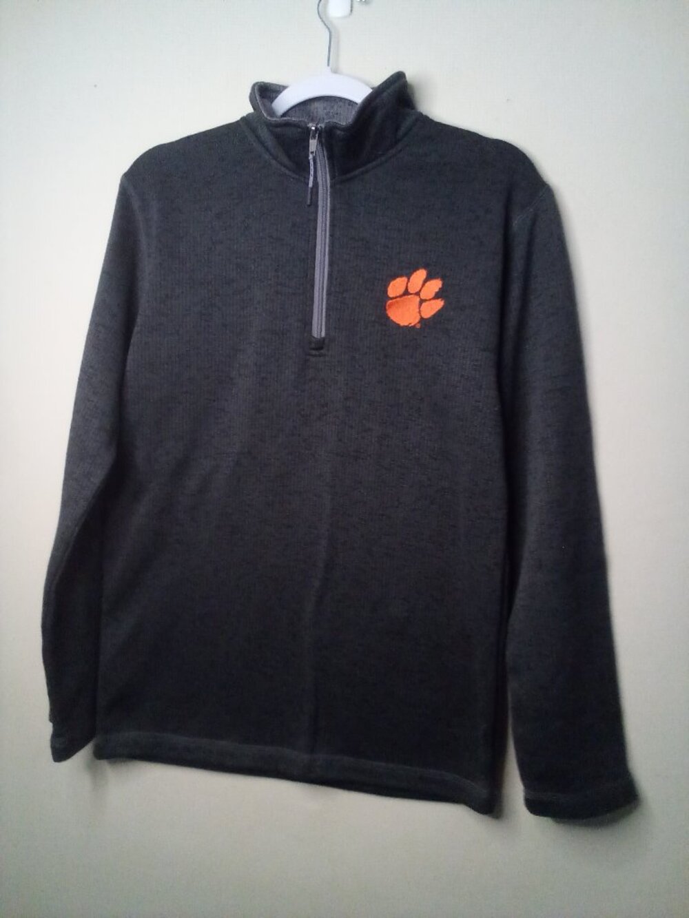 Hanes Pullover Jacket Clemson Tigers Men S 1/4 Zip Mock Neck Gray
